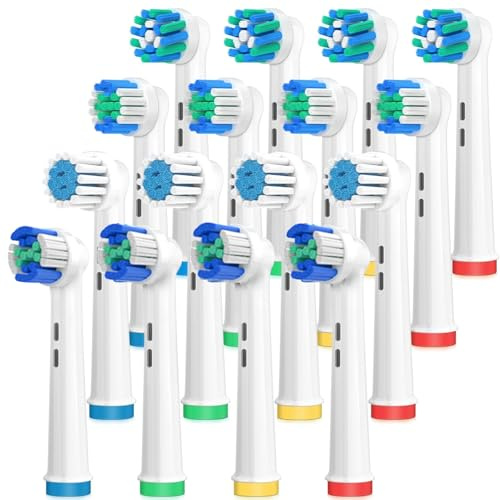 Testine Compatibile con Oral b Spazzolino Elettrico, 16 Testine Spazzolino Ricambio per Oral B, Testine di Ricambio Include 4 Standard, Sensibile, Precisione e Multi-angolo Pulizia