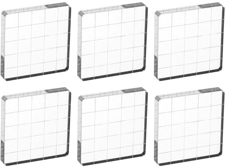 PATIKIL 6 Stück Acryl Stempelblock 2x2 Klare Stempelblöcke Quadratisch | Dekorative Montageblöcke, Mit Rasterlinien, Für Scrapbooking DIY Basteln Kartenherstellung