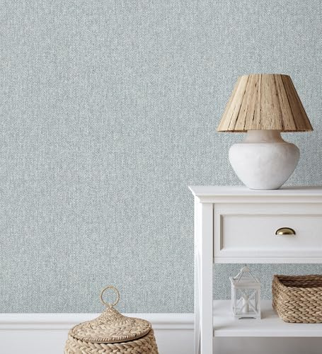 GAULAN 683431 Papier peint à motifs d épis sur tissu chiné texturé ton bleu ciel pour mur salon cuisine bain chambre stanza salle à mange tête de lit - Rouleaux de 10 m x 0,52 m
