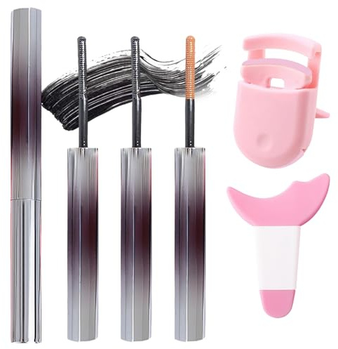 5 StüCk Metal Mascara,Iron Eye Mascara, Nicht Verklumpende Und Wischfeste, Geschmeidig Und Volumengebend, Lang Anhaltender Und NatüRlicher Make-Up-Effekt (Braun, Schwarz)