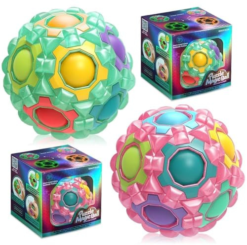 Regenbogenball, Magic Ball Geschicklichkeitsspiel Knobelspiel BZW Puzzleball Geschicklichkeitsspiele 3D Puzzle Ball Puzzlespiel Geduldspiele für Kinder ab 3 Jahre als Geschenk, 2 Stück