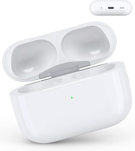 Funda de carga de repuesto para AirPods Pro de 1ª y 2ª generación, compatible con estuche de carga original, batería de 660 mAh, conector USB-C, emparejamiento Bluetooth (sin auriculares)