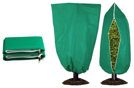 HAFRILY 2 Stück Pflanzenschutz Winter Frostschutzhaube 80x120cm Winterschutz für Pflanzen mit Kordelzug Reißverschluss,Kälteschutz Pflanzenschutz Winter Kübelpflanzen Pflanzenschutzhaube(Grün)
