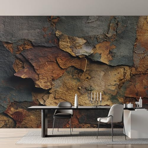 Generisch Tapete Rost-Optik Wohnzimmer Schlafzimmer, Fototapete Retro Metallic Wand Deko, Wallpaper, Wandtapete, Mustertapete, Vliestapete, 200 x 140 cm GY-1
