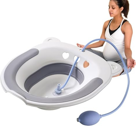 Bandeja de baño plegable para sentarse - Baño con asiento de inodoro de 35 cm, lavabo calmante para aliviar las hemorroides | para sentarse portátil fácil de usar con cisterna para mujeres embara