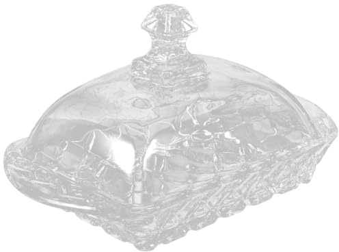 LOPUNER Mantequillero de Vidrio con Tapa para Mantener Mantequilla en Buen Estado, Diseño Refinado y Transparente, Adecuado para Restaurantes y Tiendas de Postres