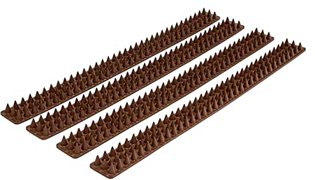 Relaxdays Piques pour murs et barrières, gouttières, anti-oiseaux, anti-pigeons, 4 Panneaux, Longueur : 196 cm, marron