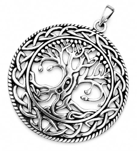 Kiss of Leather Pendentif grand arbre de vie Yggdrasil en argent sterling 925 N° 94