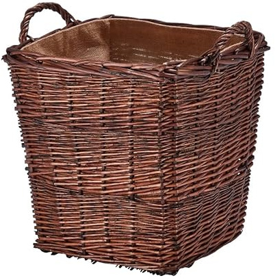 Wovenhill | Medium Square Log Basket | Handmade Bronze Wicker Storage Box | W36 x D36 x H40cm