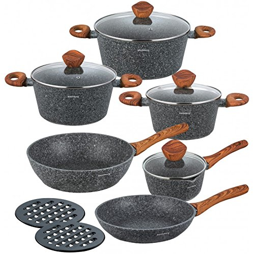 Klausberg KB-7242 - Batería de cocina (12 piezas, mármol)