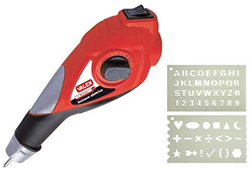 Valex Incisore Elettrico con 2 Maschere Lettere e Cifre, 13W, 6000 RPM, per Metallo, Vetro, Legno e Plastica