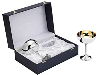 SWEET HOME Coppe Champagne Gelato Set 2 pezzi Placcato Argento e Oro stile Cardinale cod.BC01011AU cm 15h diam.10,5 by Varotto & Co.