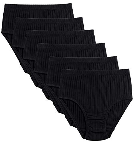 KNITLORD Women's Plus Size Underwear Cotton 6 Pack Comfort Briefs Panties (5XL, Black 6pk)
