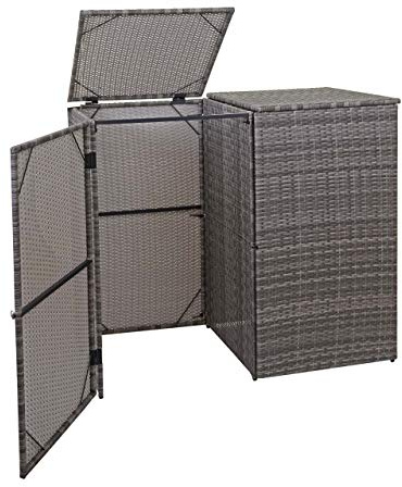 Cache-Poubelle pour 2 poubelles HWC-E25, polyrotin 2x120l - Gris