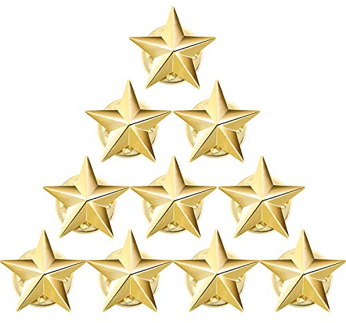 HICARER 10 Stücke Stern Abzeichen Anstecknadel für 4. Juli Memorial Day Veterans Day Party Unabhängigkeitstag Feier Labor Day Theme Party Kostüm Dekorationen (Gold)