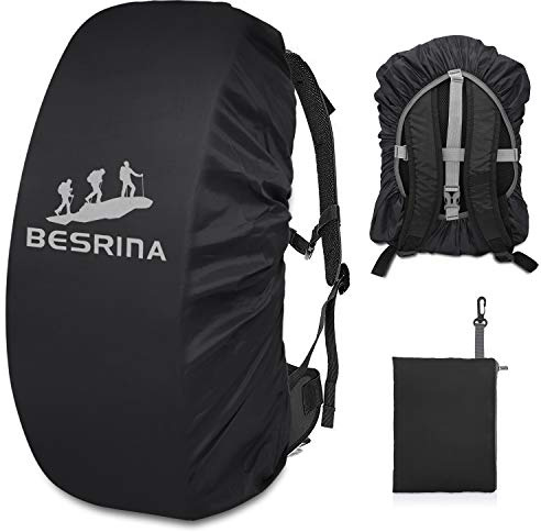 Besrina 15-90L Waterproof Backpack Rain Cover with Reflective Safety Strip | Upgraded Adjustable Non-Slip Cross Buckle Strap, Waterproof Rucksack Cover & Bag Cover for Hiking Camping Traveling Cycling