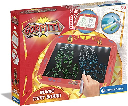 Clementoni - Gormiti LED-Effekte, leuchtende Magie, 3 Jahre, kreatives Spiel, löschbare Tafel, Zeichnungsset für Kinder, mehrfarbig, 16356