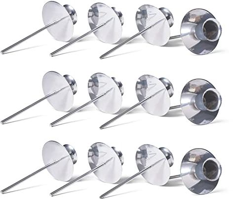 Novaliv 12x Kerzenteller Adventskranz Kerzenpin Silber Kerzenständer für Stabkerzen Kerzenpick Kerzenhalter für Kränze Kerzentülle Metall Kerzenständer Kerzenpin Adventskranzkerzenhalter Deko