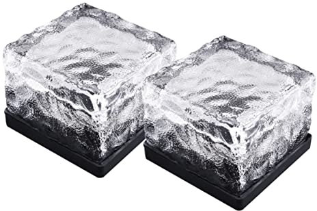 Uonlytech 2stücke Solar Led Glasziegel Licht wasserdichte Landschaftsbeleuchtung Für Garten Patios Rasen Und Teich Weißes Licht