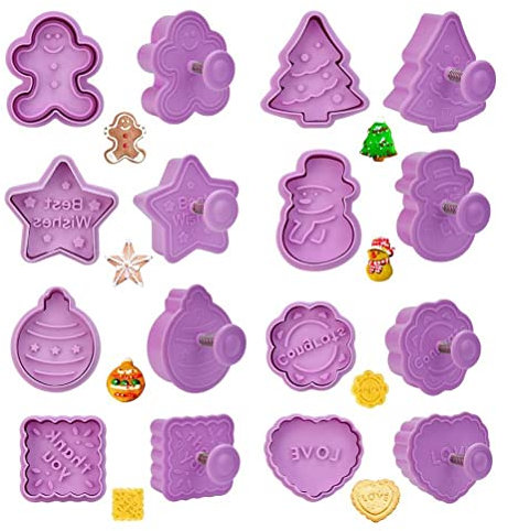 Mini Emporte-pièces de Noël 3D, Ensemble de 8 Emporte-pièces Pressables 3D, Emporte-pièce en Relief estampé pour la Cuisson de Noël