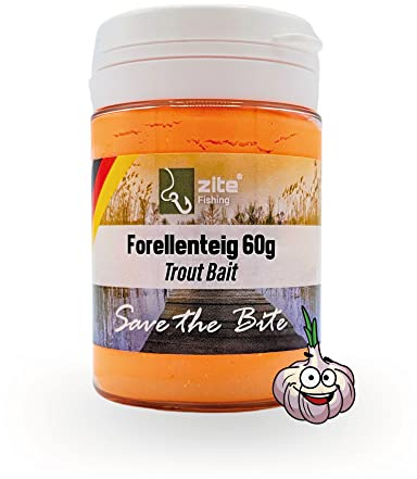 Zite Fishing Forellenteig mit Knoblauch-Aroma 60g – Fängige Forellenpaste | Schwimmend als Forellenköder – Trout Bait Teigköder in knalligen Neonfarben mit Glitter, Forellen Teig