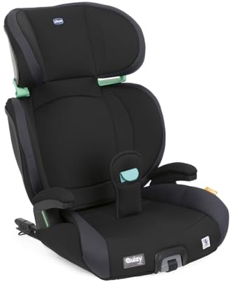 Chicco Quizy i-Size, Kindersitz 3-12 Jahre (100-150 cm), Mit Isofix-System, mit Liegeposition, Höhenverstellbar, mit gepolsterten Armlehnen und komfortablem Sitz, (15-36 kg), Gruppe 1/2/3, Schwarz