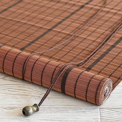 RICOLUS Bambus-Rollo Rolladen,Lichtdurchlässig Sichtschutz Bambusrollo Natur Retro Raffrollo Holzrollo Sonnenschutz Und Sichtschutz für Innen Außen Wandmontage (60x100cm)