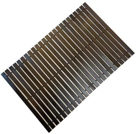 HJJKKH Badematte, Holz-Badematte, Viskose aus Bambus, 60 x 40 cm, rollbare, rutschfeste Bodenmatte, Holz-Duschmatte für Badezimmer, Badewanne, Spa, Sauna, Whirlpool und Außenbereich, Schwarz