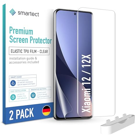 smartect TPU Schutzfolie 2 Stück für Xiaomi 12 / 12X | HD Panzerfolie Anti-Kratzer, Displayschutz Ultra-klar, Blasenfrei, Fingerabdruck kompatibel, Hüllenfreundlich