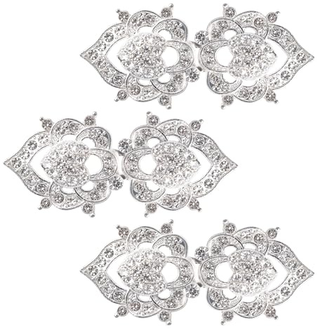 WANDIC Umhangverschluss-Verschlüsse, 3 Stück 6.4 cm Silber Cape Clips Mit Strass Vintage Pullover Knöpfe Schmuck Clips Für Kleidung Pullover Schal