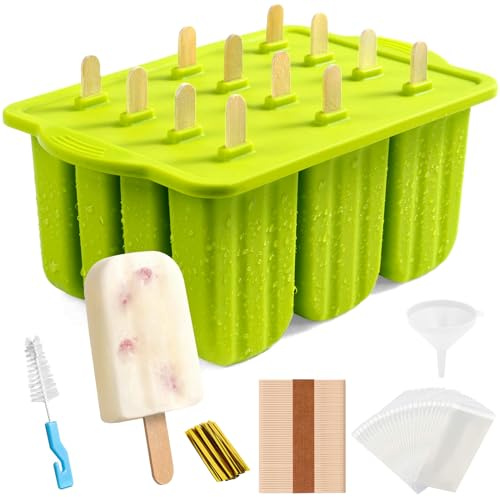 FAMKEEP Moldes para Helados de Silicona,Molde para Helados y Polos,Set de Molde para Polos,Moldes para Polos DIY sin BPA,Moldes para Polos para Niños,Molde Reutilizables para Polos