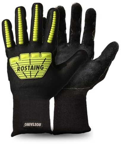 ROSTAING RESCUEPRO - Paire de Gants de Chantier - Pour Gros Travaux Intensifs - Avec Renforts Jaune Fluo pour les Activités de Bricolage - Protection des Chocs & Anti-Coupures