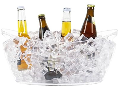 Dmnnlp 6L Eiseimer, Acryleiskübel, Getränkekühler, Sektkübel, Champagner Kühler, WeinküHler Sektkühler, 43,5 x16,5 x20cm（Klar）