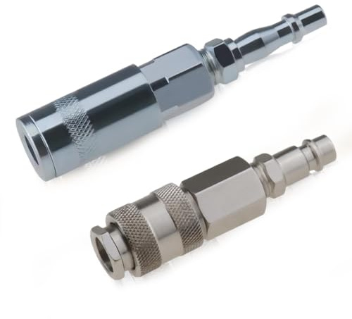2-Pack Air Fitting Converter Adapters ，1/4 Inch BSP to Euro & PCL Air Line Hose Compressor Fittings