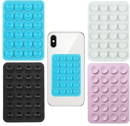 Banjiabb 4 Stück Silikon Handyhalterung für Alle Handy-Modelle, Silikon-Saugnäpfe, Doppelseitiger Saugnapfhalter, Handy-Noppen-Halter Rückseite