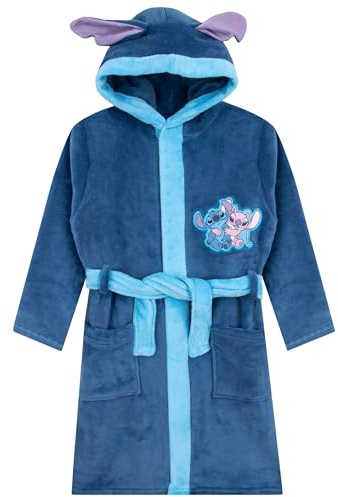 Disney Peignoir Stitch Fille | Lilo Et Stitch Robe Fille | Robe Stitch Et Angel | Peignoir Polaire | Bleu 9-10 ans