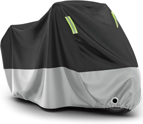 PREZ Motorcycle Cover for Peugeot Vox 2013, Indoor Outdoor Waterproof Breathable Motorbike Protection Cover with Reflective Strips and Lock Hole,XXL-245 * 105 * 125-B