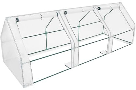 Invernadero interior, invernadero, 2,7 x 0,9 x 0,9 metros, marco de espiral con clips y tapa, hierro, cultivo de verduras, frutas, flores, hierbas y otras plantas.