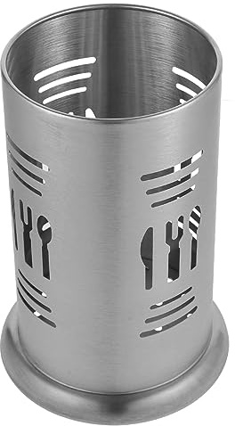 Cabilock Porta Utensili da Cucina Design Semplice e Liscio Facile da Pulire in Acciaio Inossidabile Argento per Conservare Posate e Bacchette Sul Piano di Lavoro