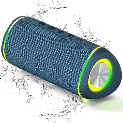 Enceinte Bluetooth Bluetooth avec son HD, portable sans fil, IPX6 étanche, jusqu'à 24 heures d'autonomie, pour maison/fête/extérieur/plage, gadgets électroniques, cadeau d'anniversaire, bleu