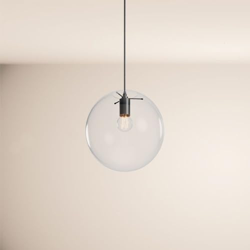 s.luce Orb Glaskugel Abhängung Schwarz Hängeleuchte Hängelampe Pendellampe Pendelleuchte Glaslampe Orb/Farbverlauf, Farbe:Klar, Größe:Ø 30cm