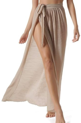 JAONLD Pareo Damen Strand Lang, Länge 100cm/Taille 76cm Sarong Tuch Damen, Strandtuch zum Umbinden, Langer Rock mit Schlitz, Verstellbare Taille für Strände, Schwimmbäder und Partys