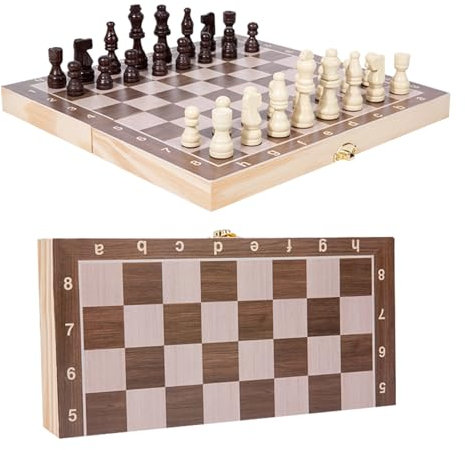 Satiskid Magnetic Chess Set - Portable Foldable Travel Board Game for Kids and Adults, Educational Strategy Game Gifts With Wooden Board