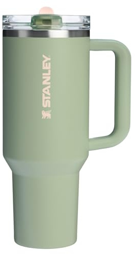 STANLEY Quencher ProTour Flipstraw Tumbler, 40 oz, Lichen | Built-In Straw & Handle | Cupholder Compatible for Travel | Leakproof Insulated Stainless Steel Cup | BPA-Free