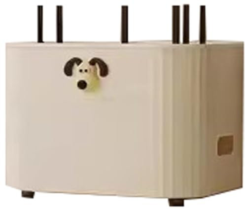 FLFLF WiFi Router Storage Box with Cable Management System, Wall Mountable & Desktop Shelf Organizer for Wireless Modem, Home Office, Living Room,#B,Single Layer