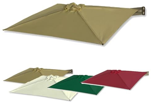 Ombrellone da Giardino Quadrato da 210 Cm | Parasole Telescopico da Esterno con Montaggio A Parete | per Giardini E Balconi(Khaki)
