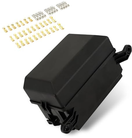 lekiliky Car Relay Fuse Box Set, Heat-Resistant Dustproof & Waterproof 6 Way Relay Assembly Shell, 5 Pin Copper Pre-Wired Fuse Box, Universal for Vehicles, Marine Boat, Light Equipment (Black)