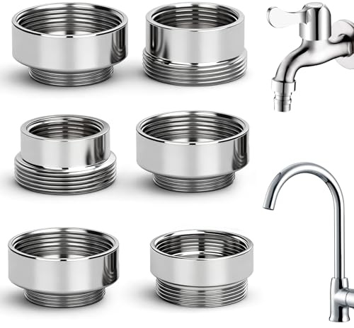 6PCS Universal Faucet Adapter Kit, Water Tap Adapter with Multiple Sizes from 16mm to 28mm, Kitchen Tap Adapte r, for Connecting Garden Hose, Sink Sprayers, Water Filters