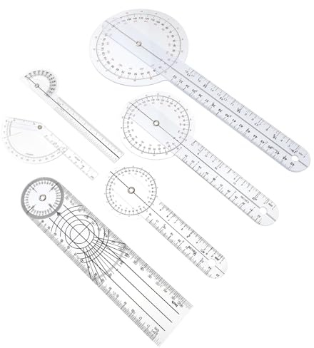 DOITOOL 6 piezas Kit de Goniómetro Rotatorio Transparente Regla de Ángulo para Fisioterapia Medición de Rango Articular y Columna Vertebral Portátil