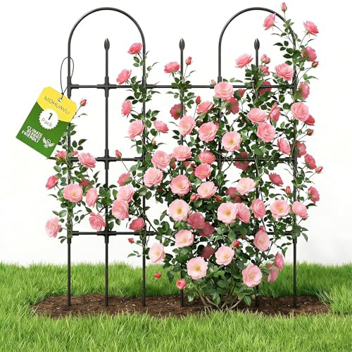 120 x97cm Rankgitter Metall,Garten Spalier Rankgitter，Rankhilfe für Kletterpflanzen,dekorative Gartenzaun Metallzaun Gartenspalier Rankspalier für Blumen Gemüse, Gartendeko Schwarz